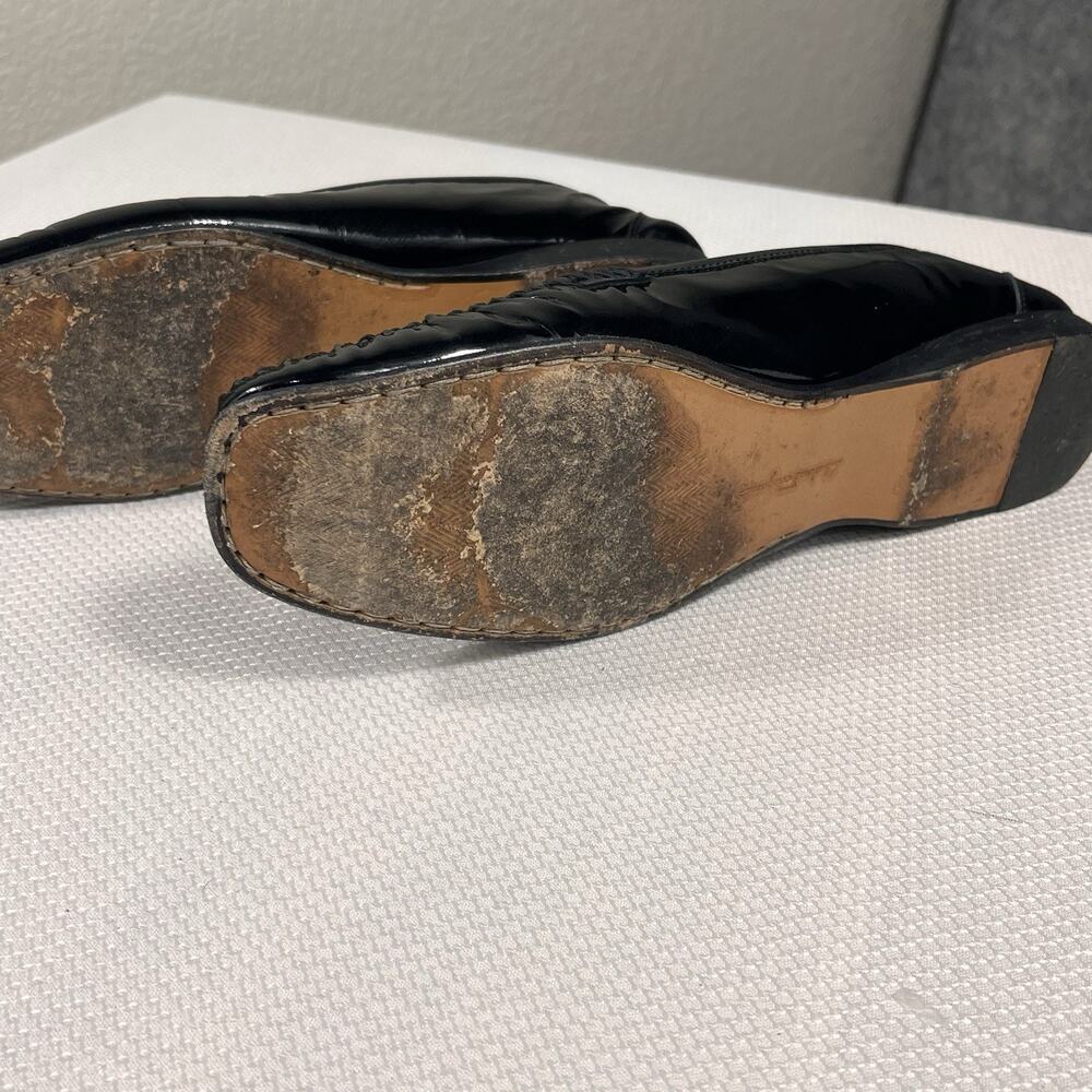 Salvatore Ferragamo Loafers Gancini Square Toe Low Heel Enamel 7.5 SN 4297 - Picture 9 of 10